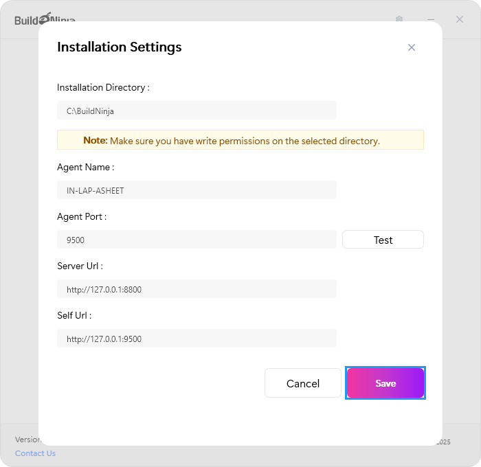 build-ninja-agent-installer-installation-settings-save-button